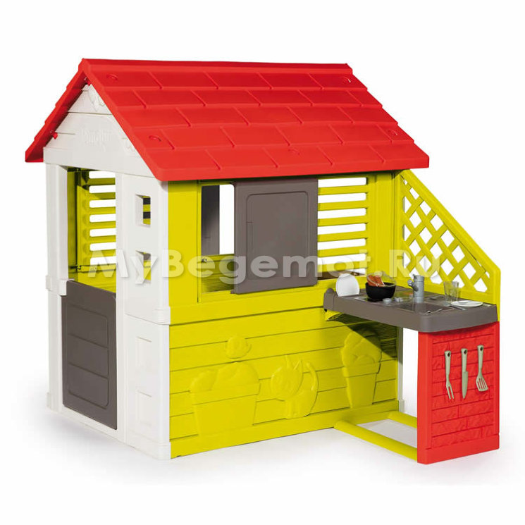 Игровой детский домик с кухней Smoby, красный 